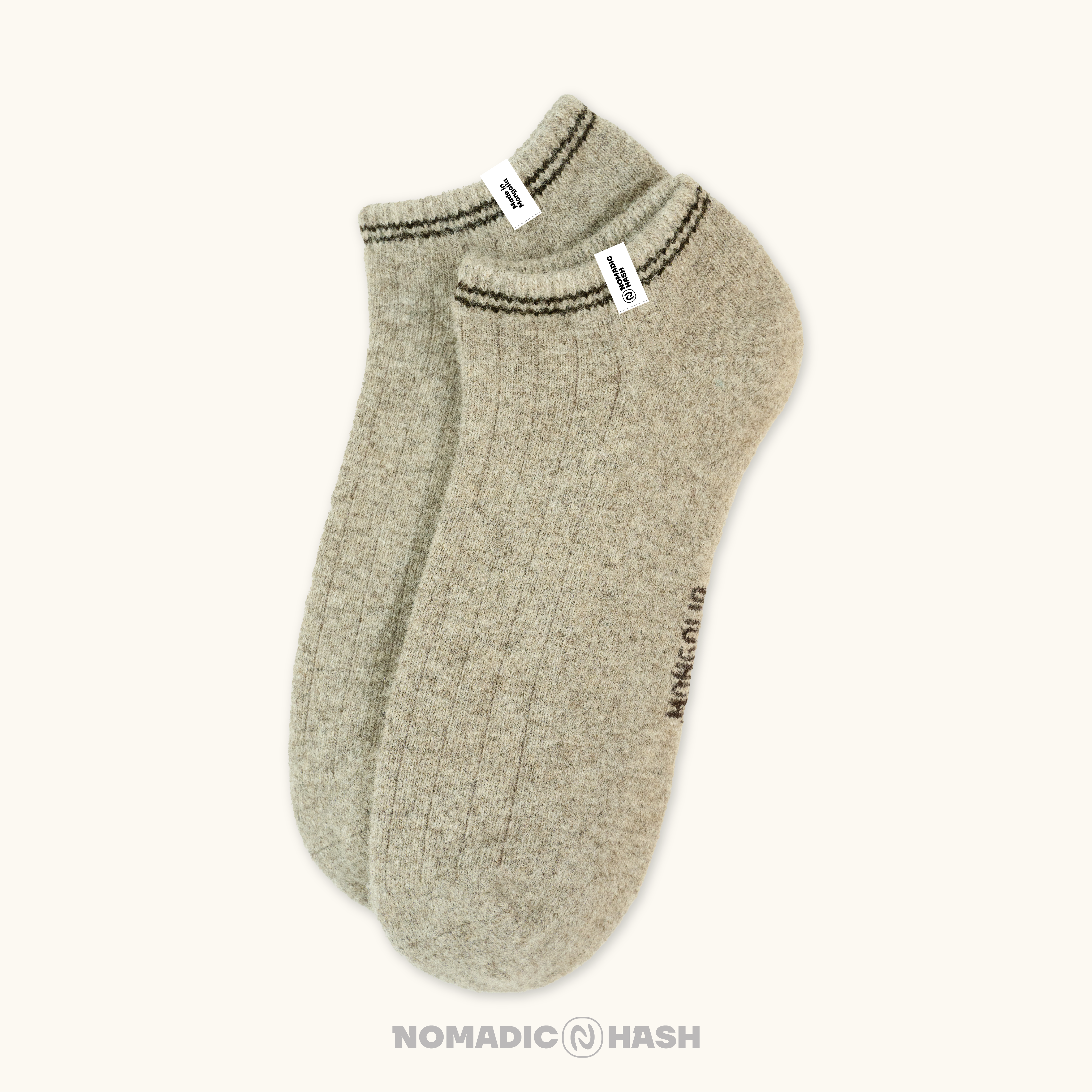 Ankle Ribbed-Stripe Plain Socks