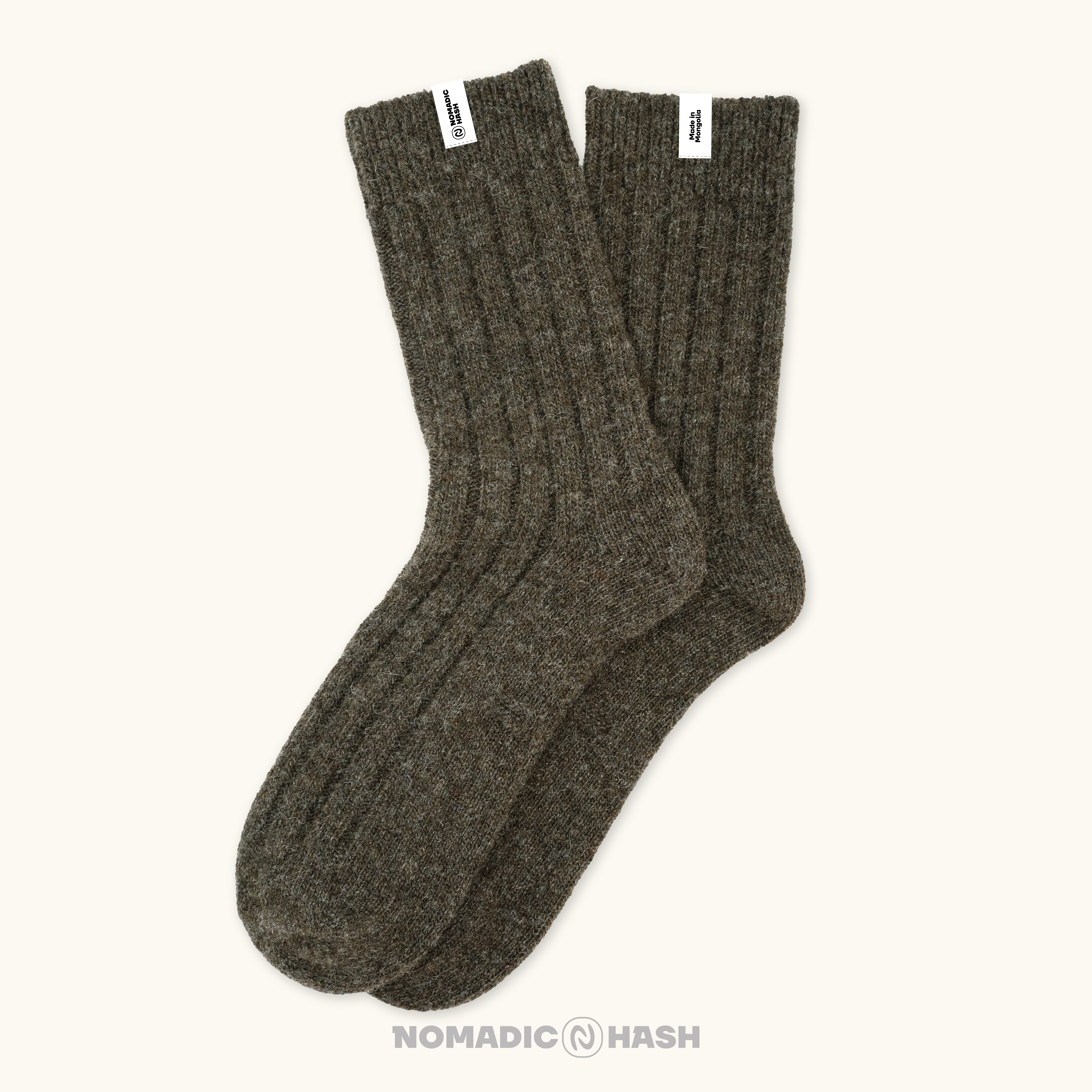 Natural Warm Ribbed Wool Socks