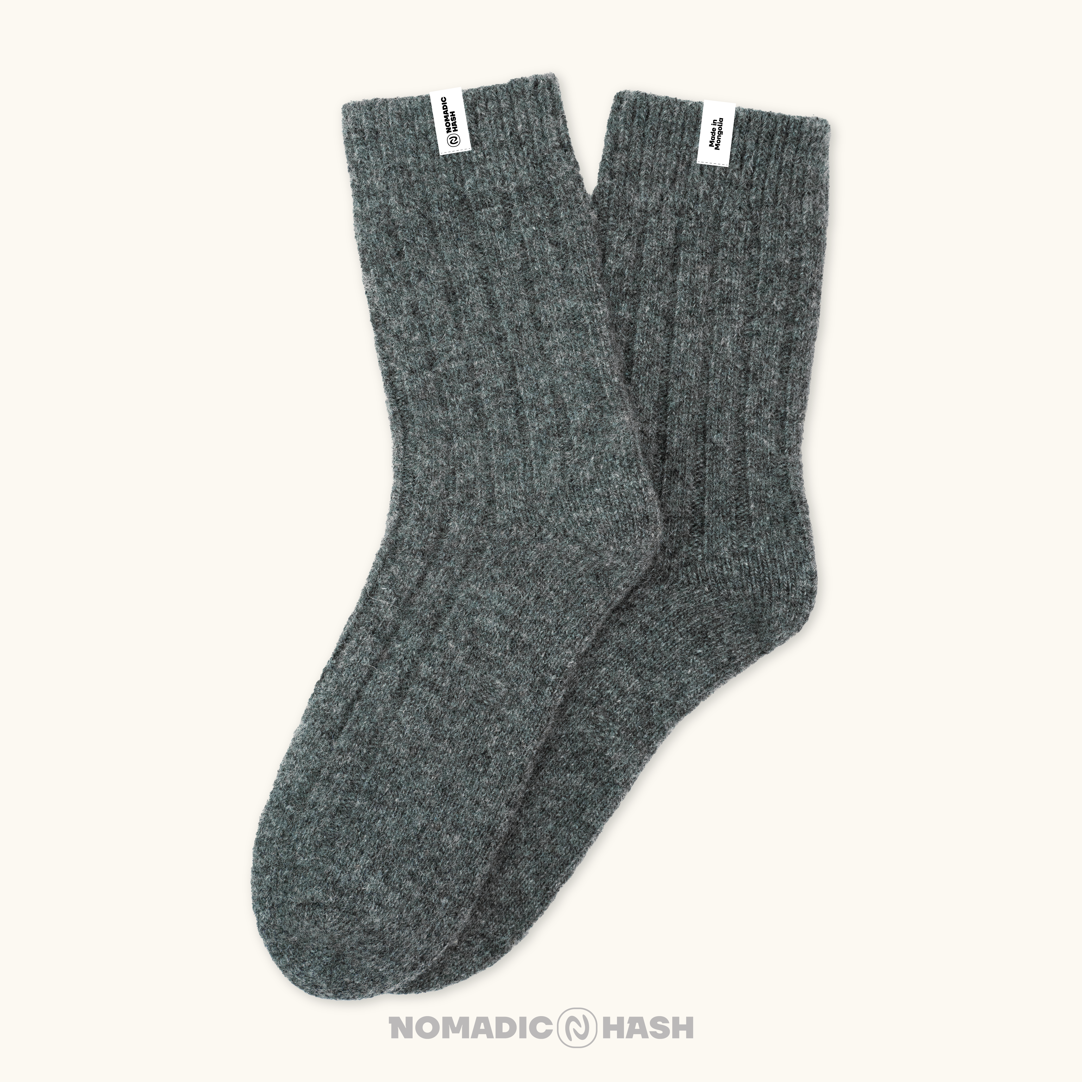 Natural Warm Ribbed Wool Socks