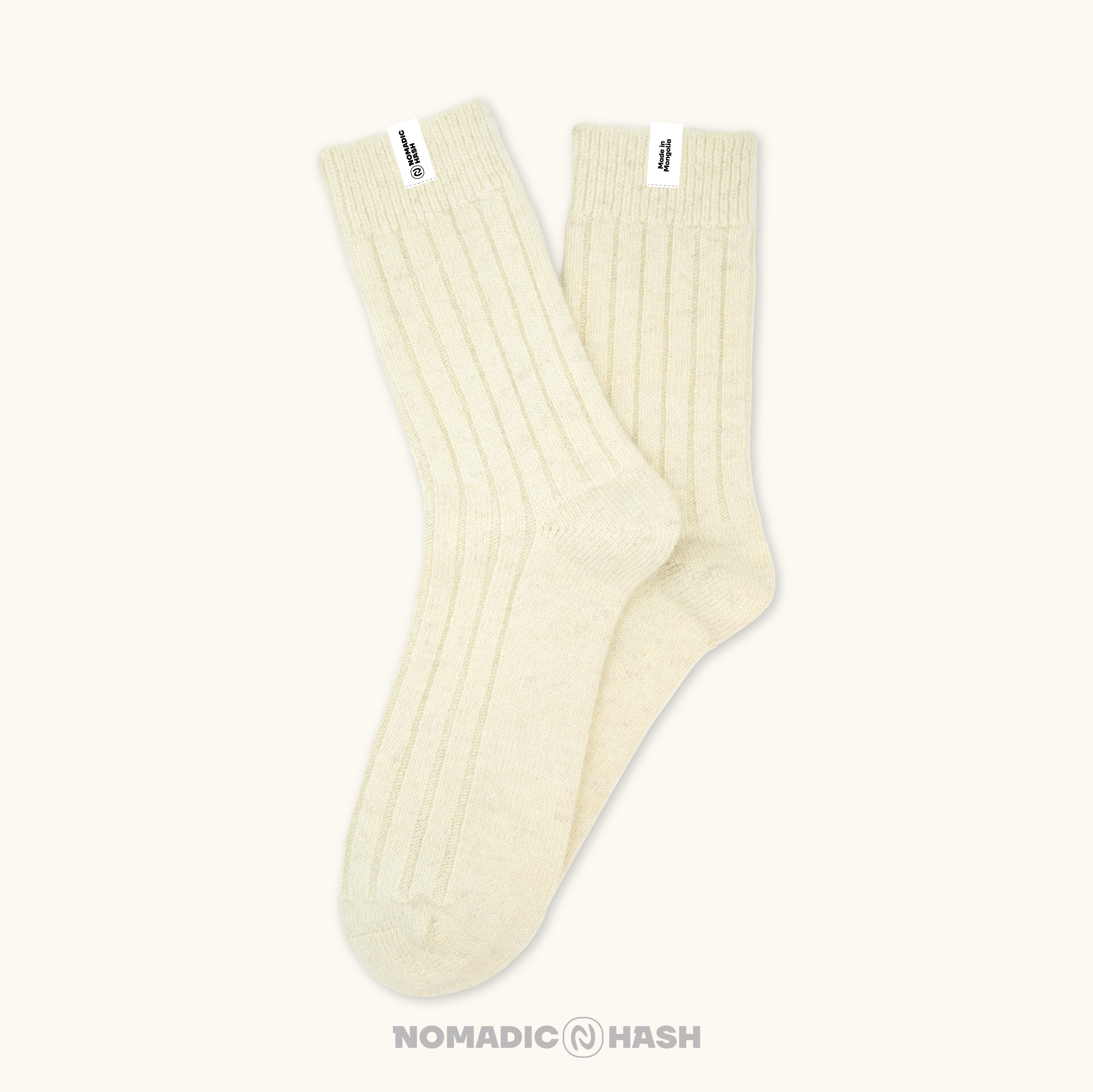 Natural Warm Ribbed Wool Socks